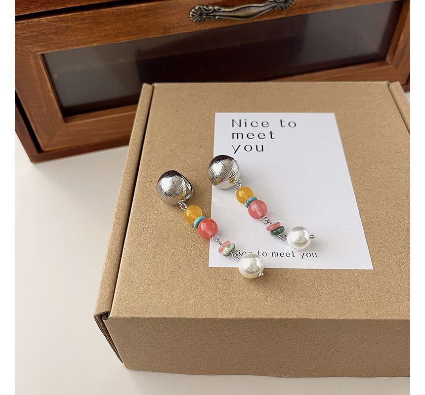 Alloy Pearl Bead Faux Glass Earring Dangle