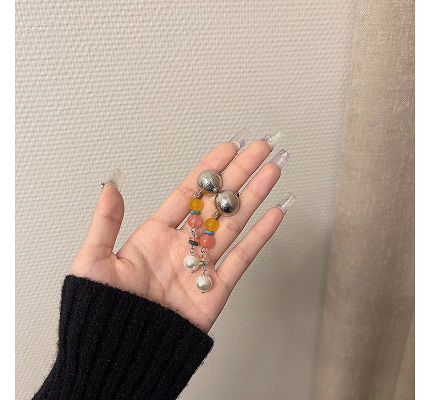 Alloy Pearl Bead Faux Glass Earring Dangle