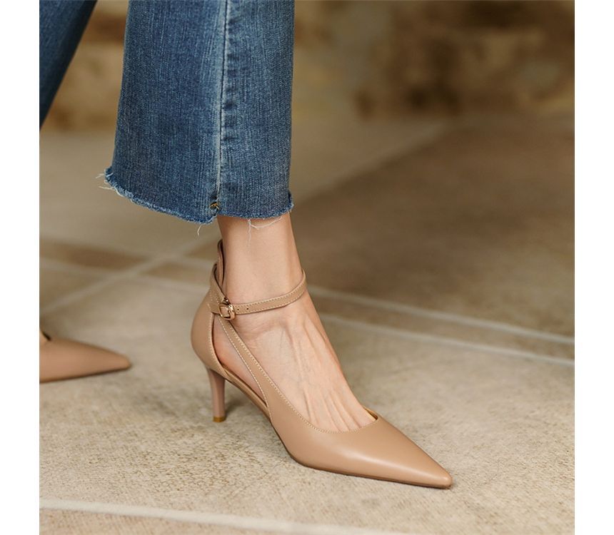 Sandals Strap Heel Plain Stiletto Ankle