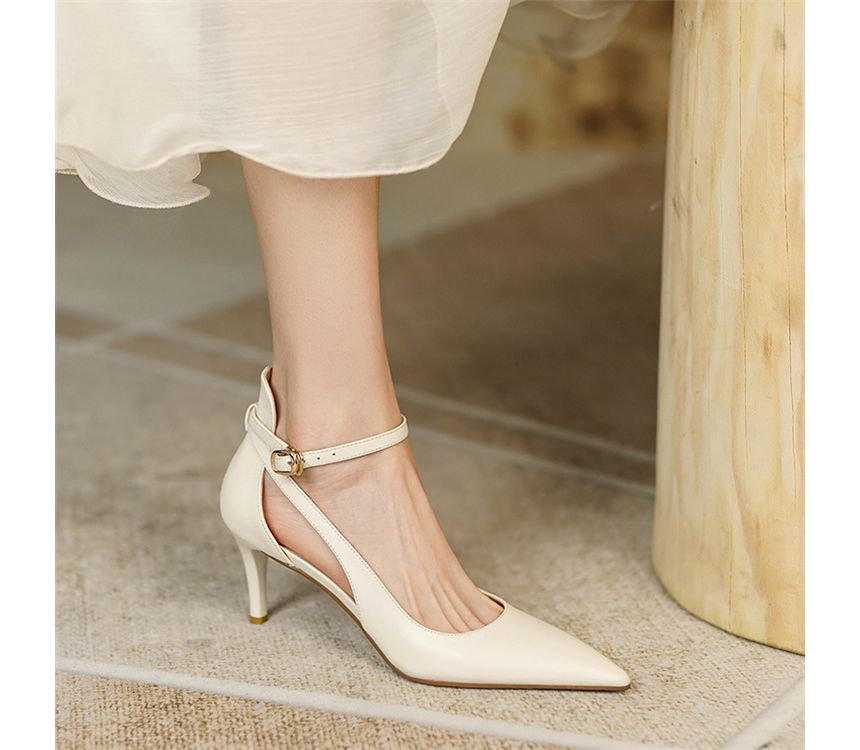 Sandals Strap Heel Plain Stiletto Ankle