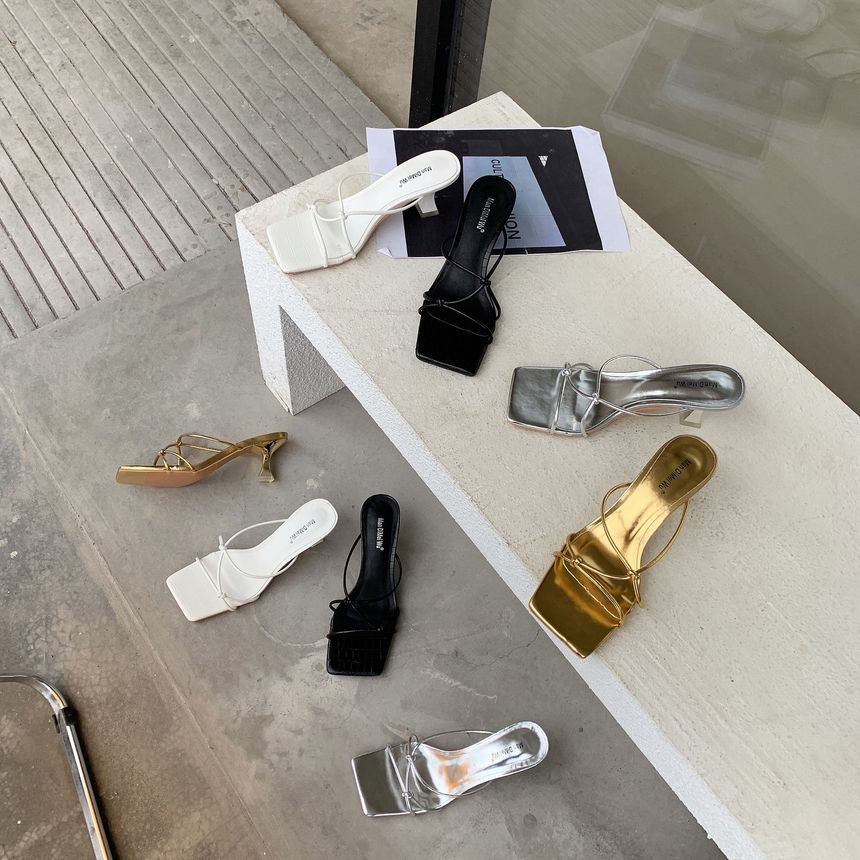 Slide Sandals High Heel Strappy