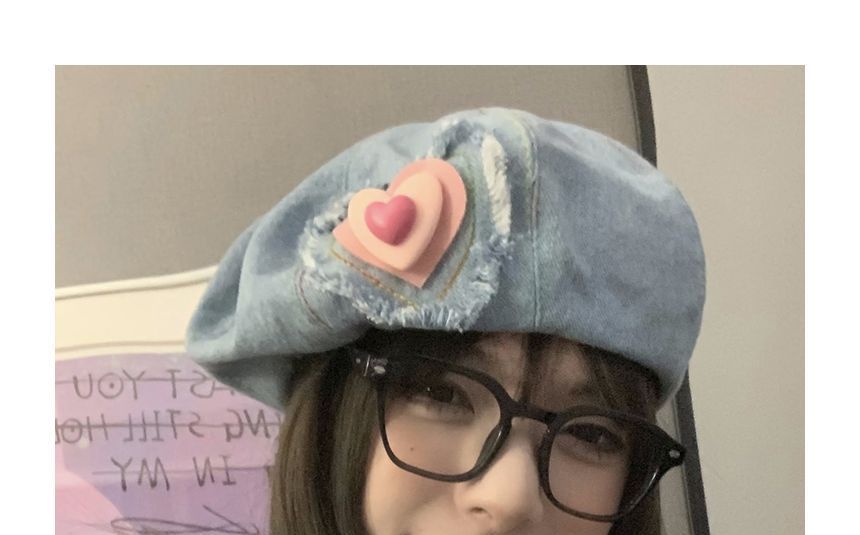 Hat Denim Heart Beret