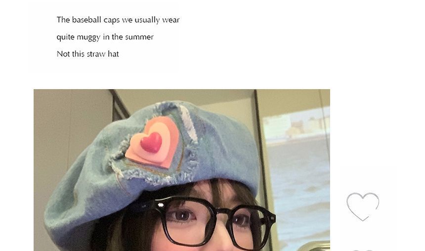 Hat Denim Heart Beret