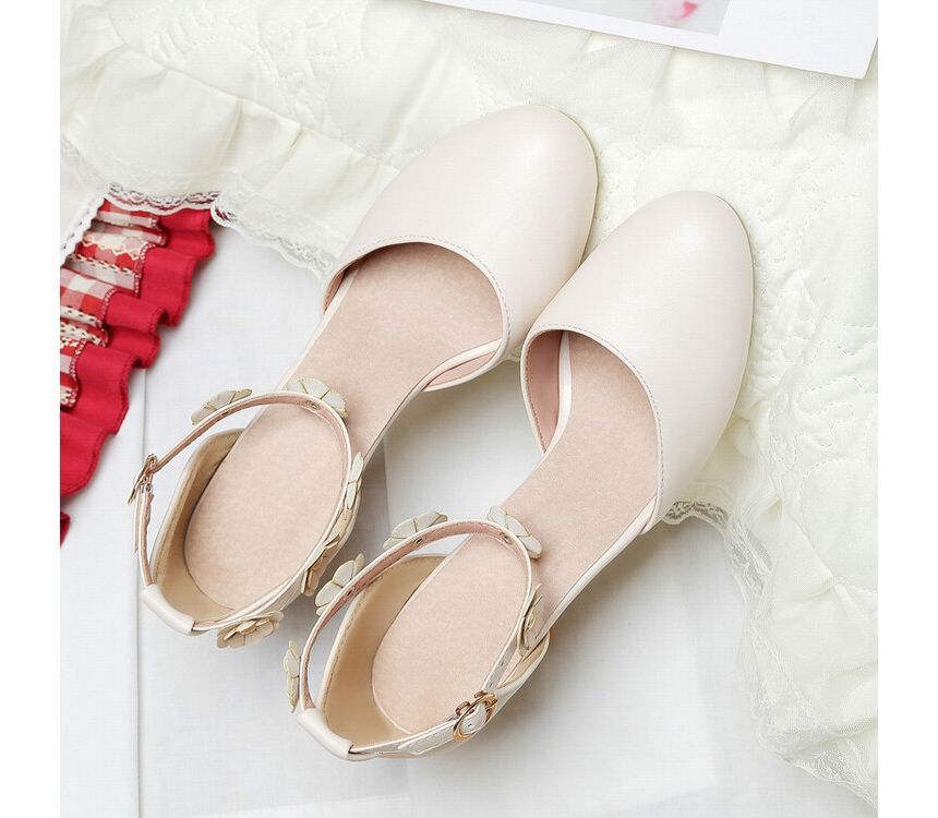 Flower Heel Kitten Accent D'Orsay Sandals