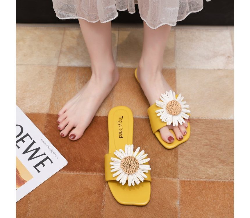 Flower Slide Sandals Applique
