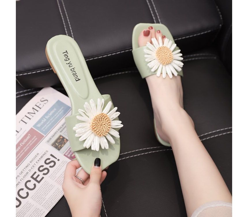 Flower Slide Sandals Applique