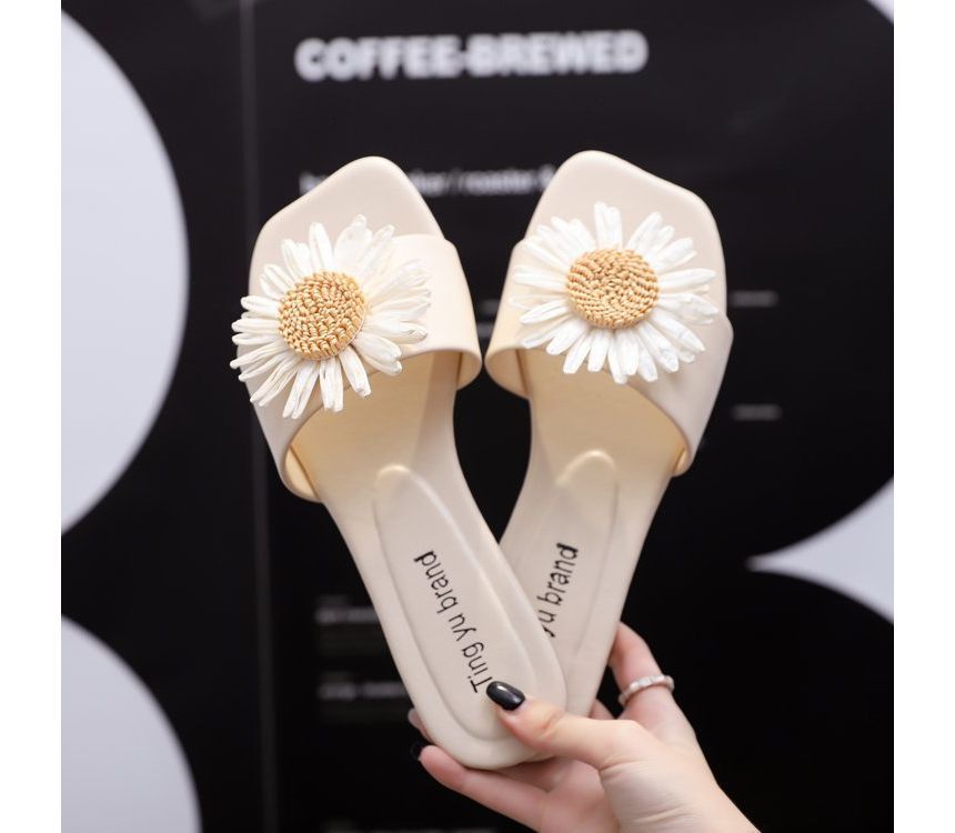 Flower Slide Sandals Applique