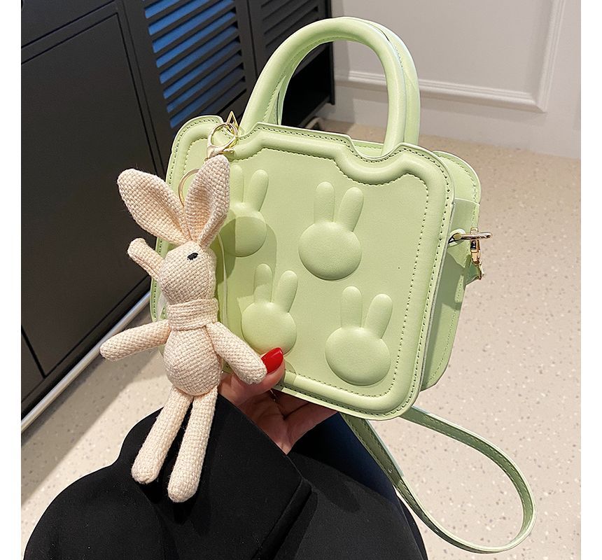 Leather Faux Rabbit Top Bag Crossbody Handle