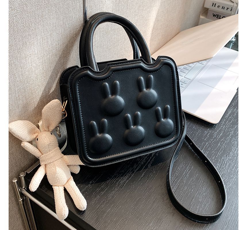 Leather Faux Rabbit Top Bag Crossbody Handle