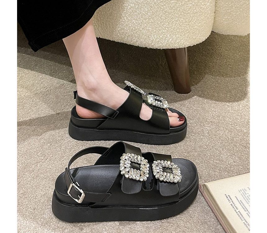 Platform Slingback Rhinestone Sandals