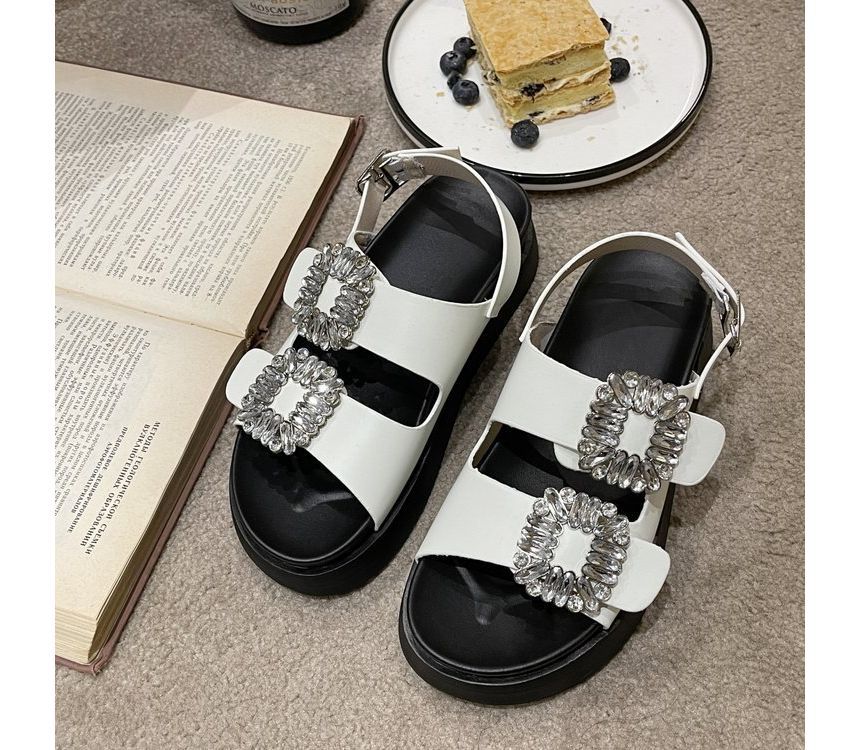 Platform Slingback Rhinestone Sandals