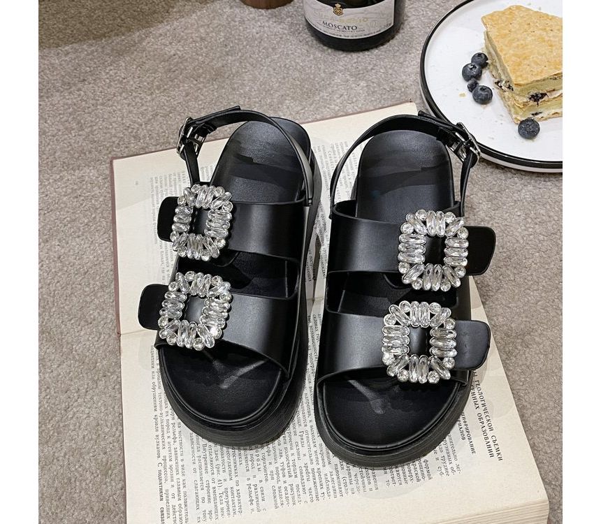 Platform Slingback Rhinestone Sandals