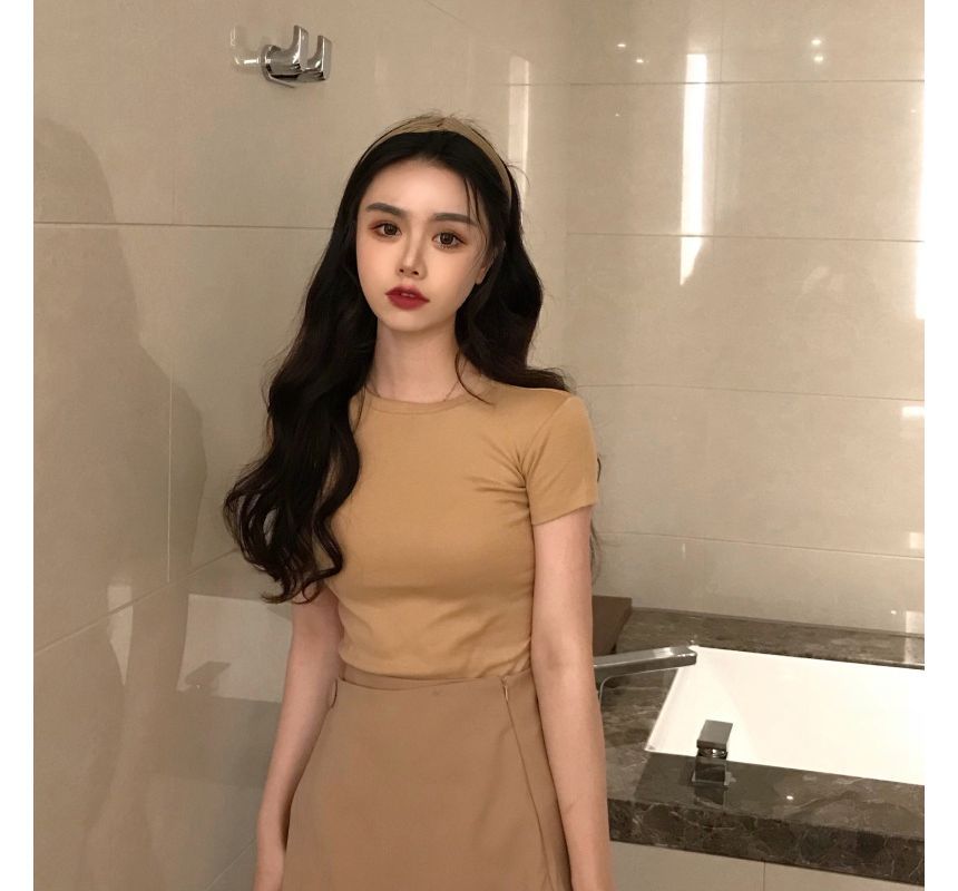 Tee Plain Crew Short-Sleeve Neck