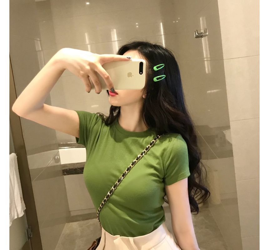 Tee Plain Crew Short-Sleeve Neck