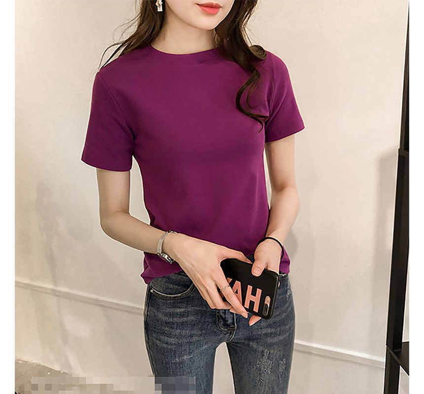 Tee Plain Crew Short-Sleeve Neck