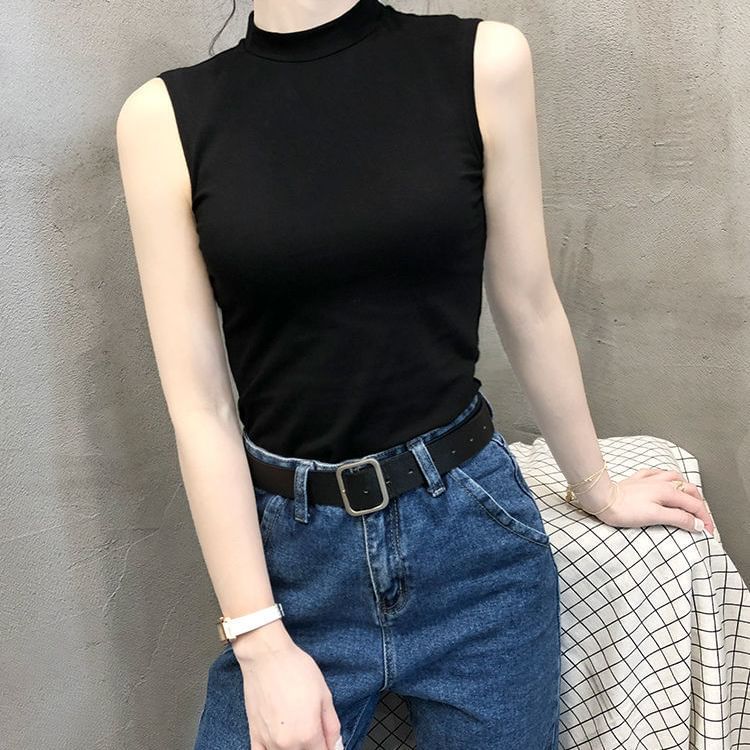 Mock Neck Tank Plain Top