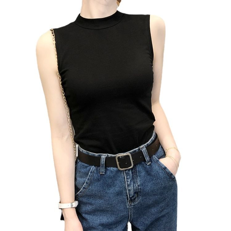Mock Neck Tank Plain Top