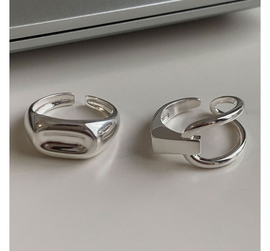 Polished / Asymmetrical Layered Alloy Open Ring