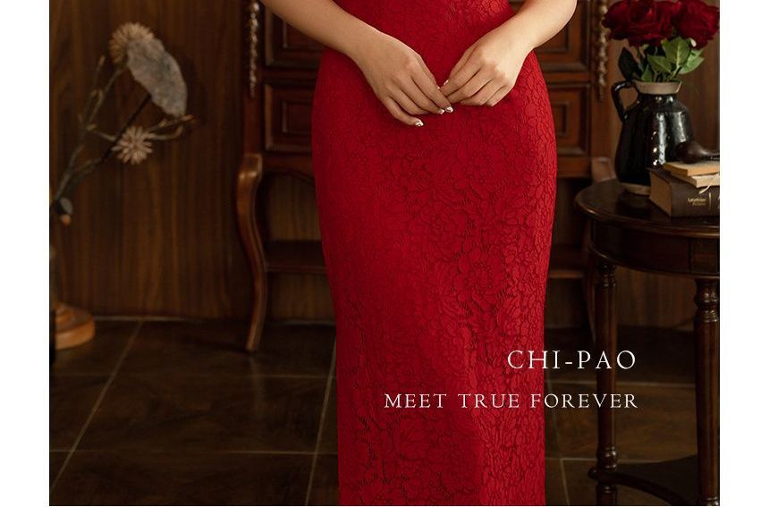 Midi Plain Frog Short-Sleeve Sheath Buttoned Dress