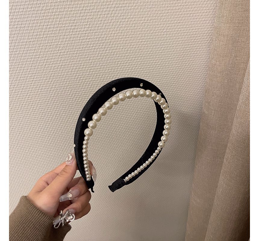 Faux Velvet Pearl Headband