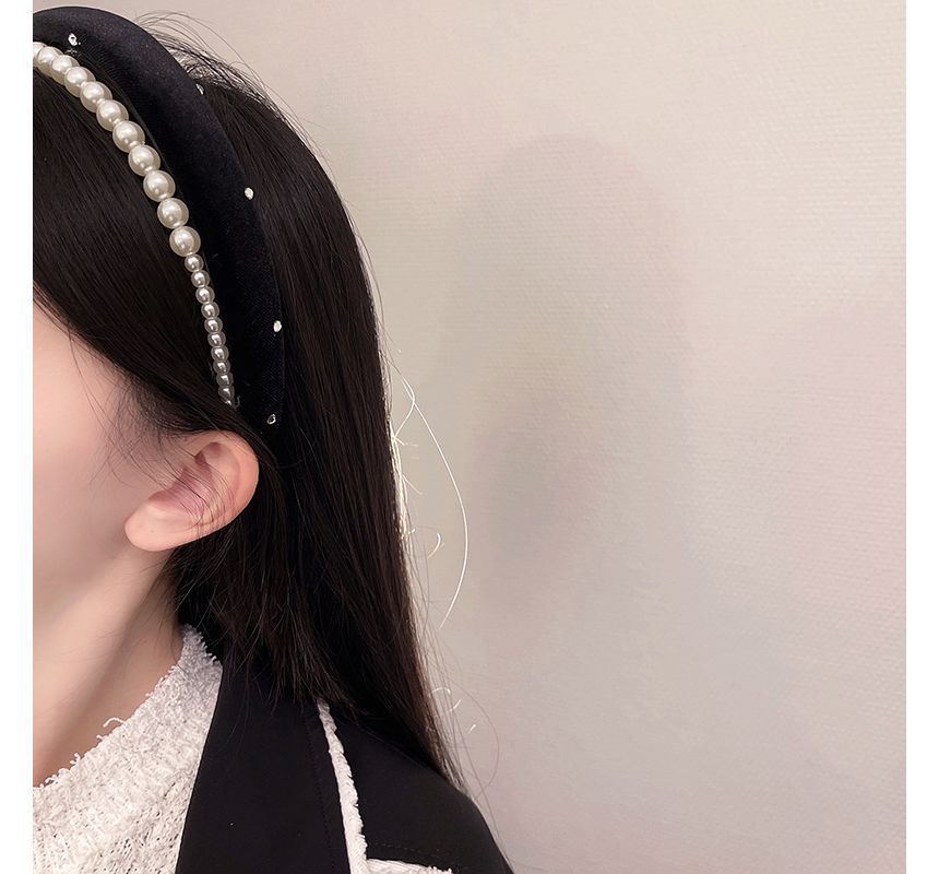Faux Velvet Pearl Headband