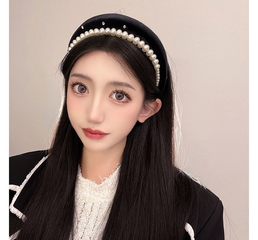 Faux Velvet Pearl Headband