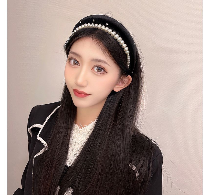 Faux Velvet Pearl Headband