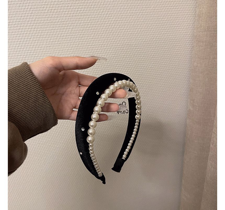 Faux Velvet Pearl Headband
