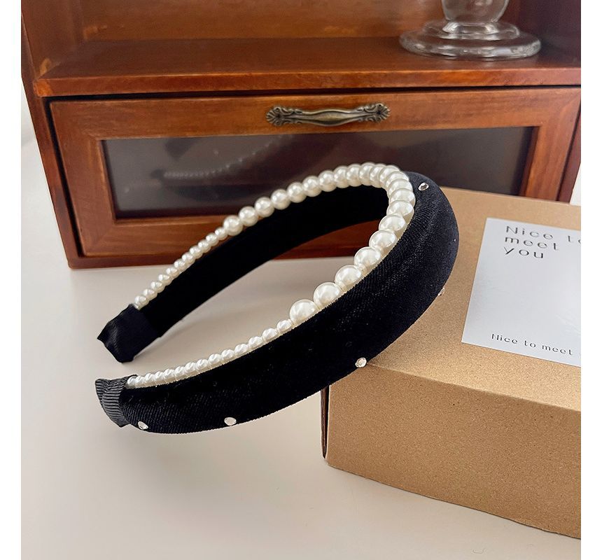 Faux Velvet Pearl Headband