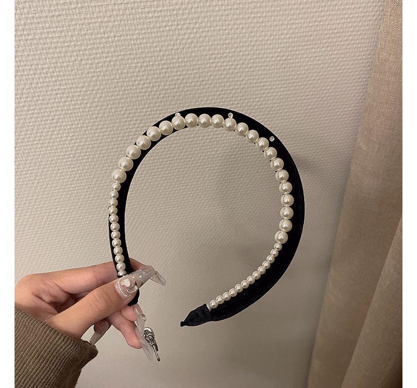 Faux Velvet Pearl Headband