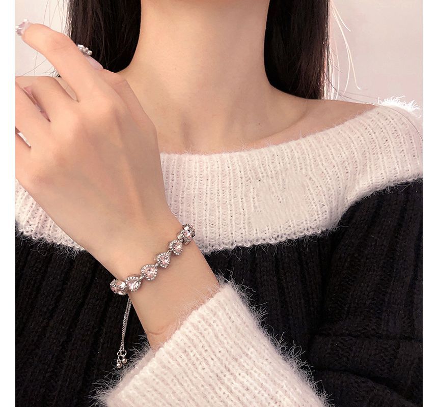 Heart Bracelet Alloy Rhinestone