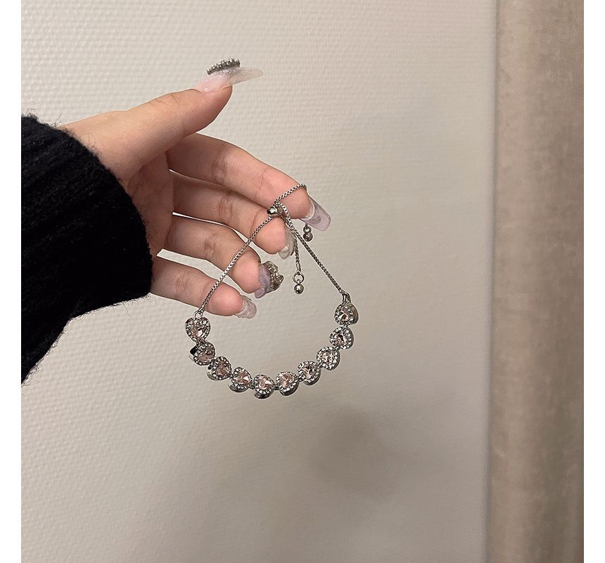Heart Bracelet Alloy Rhinestone