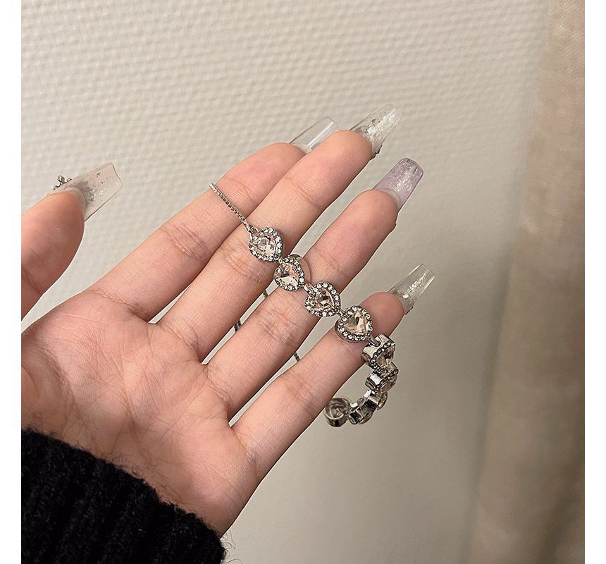 Heart Bracelet Alloy Rhinestone