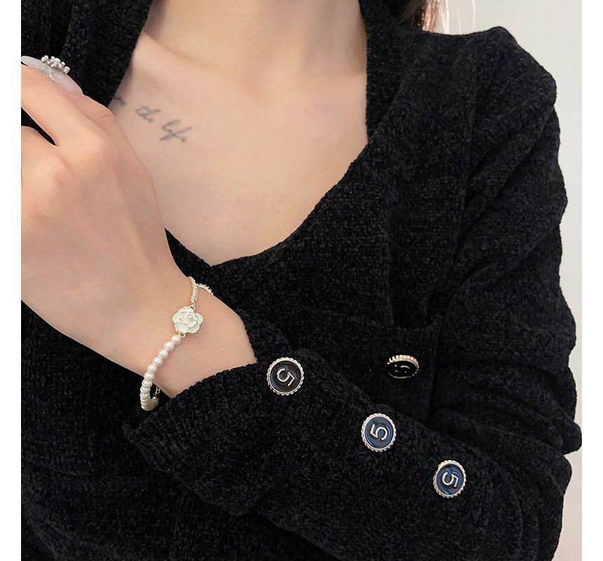 Alloy Faux Bracelet Floral Pearl