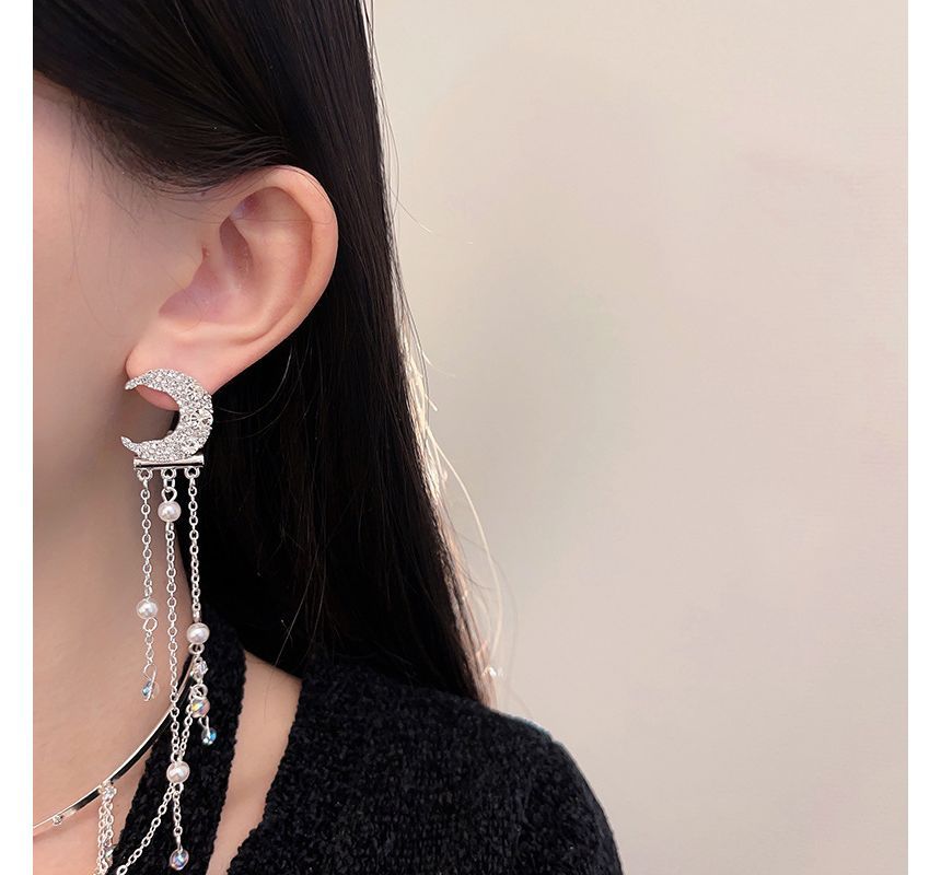 Fringed Earring Alloy / Choker Moon Star