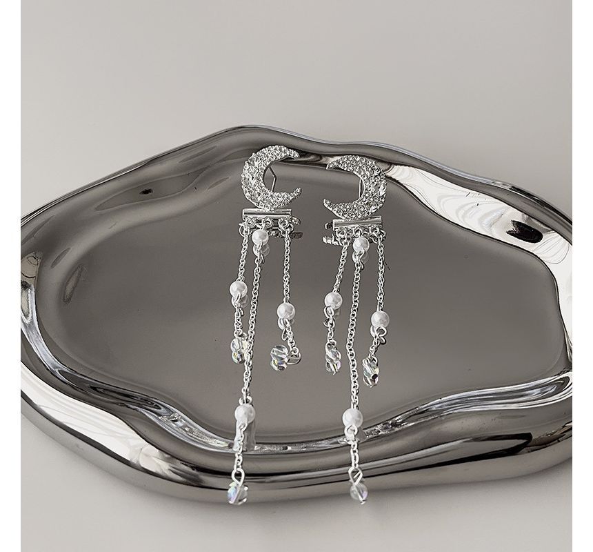 Fringed Earring Alloy / Choker Moon Star