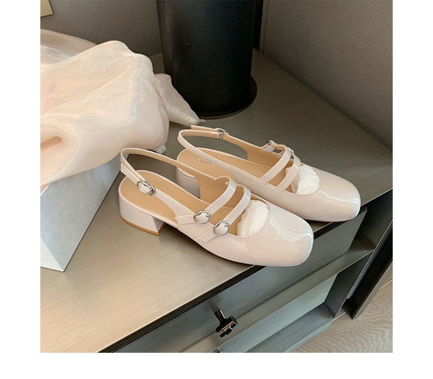 Sandals Heel Chunky Slingback Plain