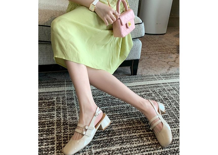 Sandals Heel Chunky Slingback Plain