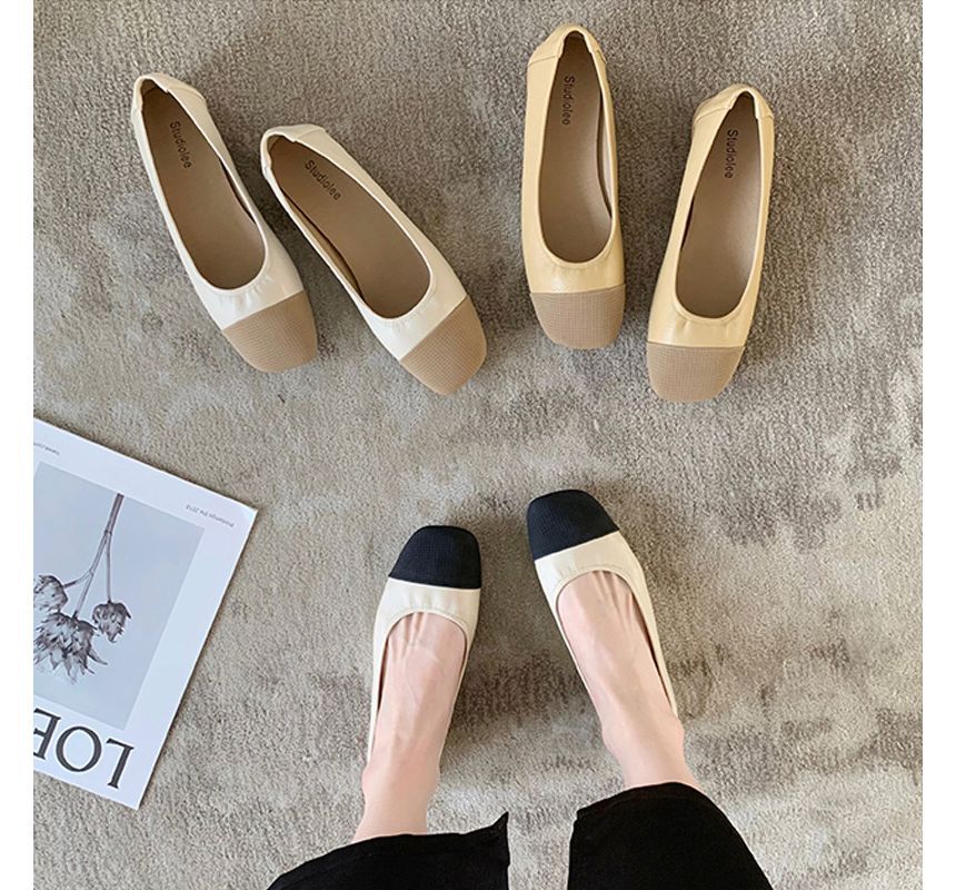 Two-Tone Square-Toe Flats