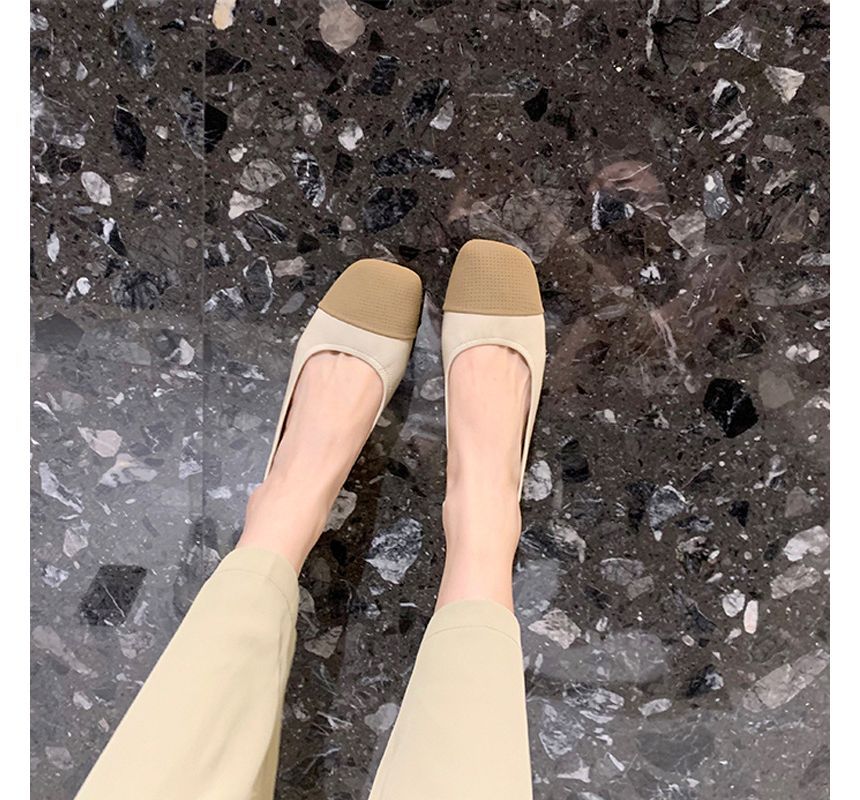 Two-Tone Square-Toe Flats