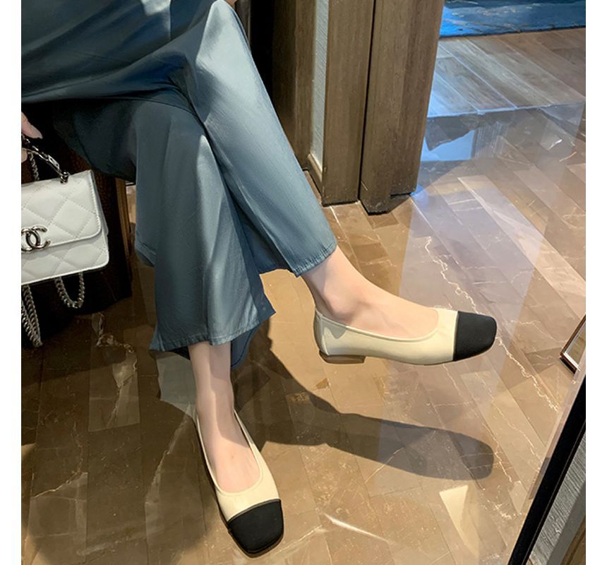 Two-Tone Square-Toe Flats