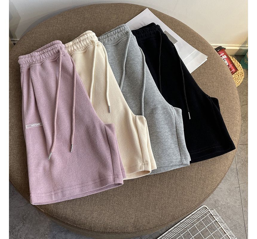 Drawstring Lettering Shorts Waist