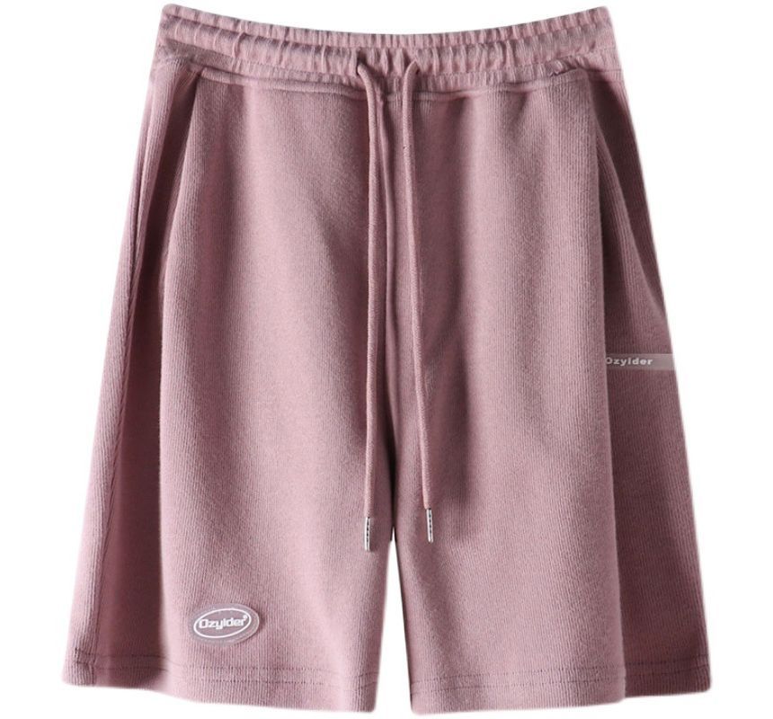 Drawstring Lettering Shorts Waist