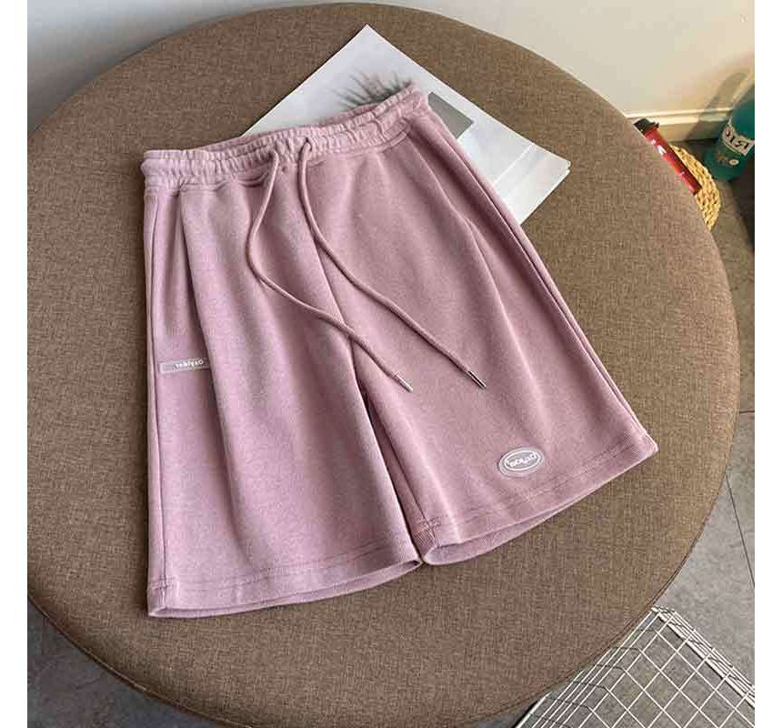 Drawstring Lettering Shorts Waist