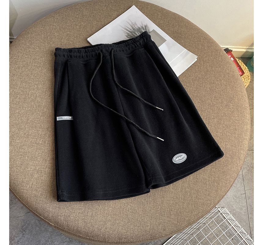 Drawstring Lettering Shorts Waist