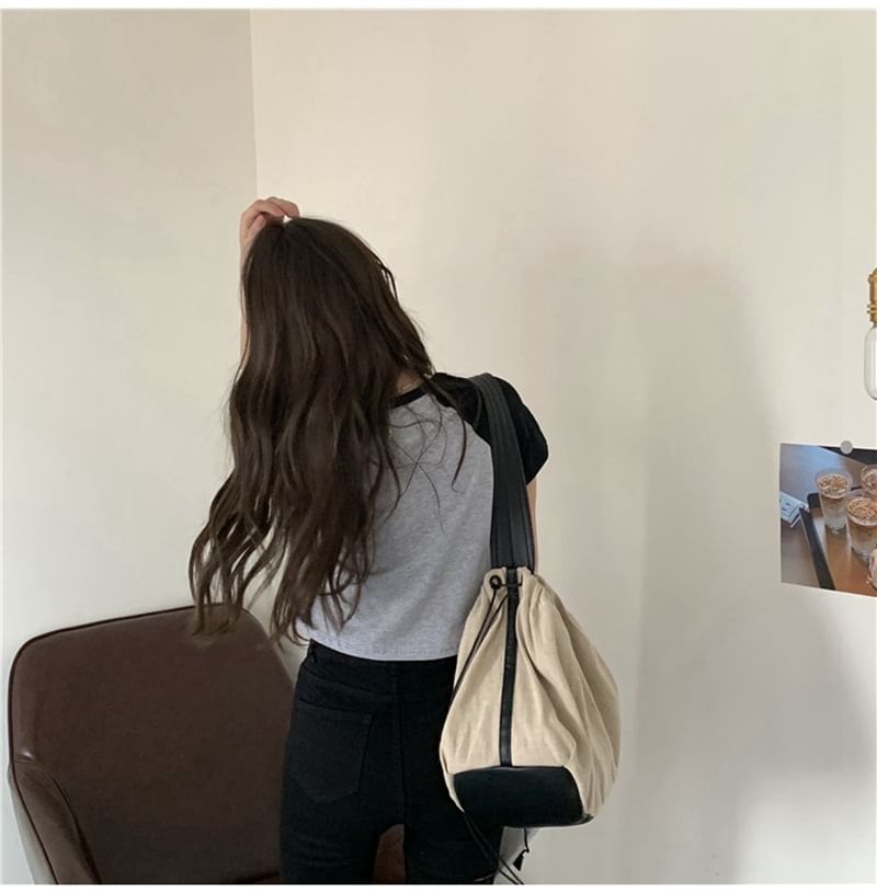 Crop Short-Sleeve Round Tee Neck Raglan