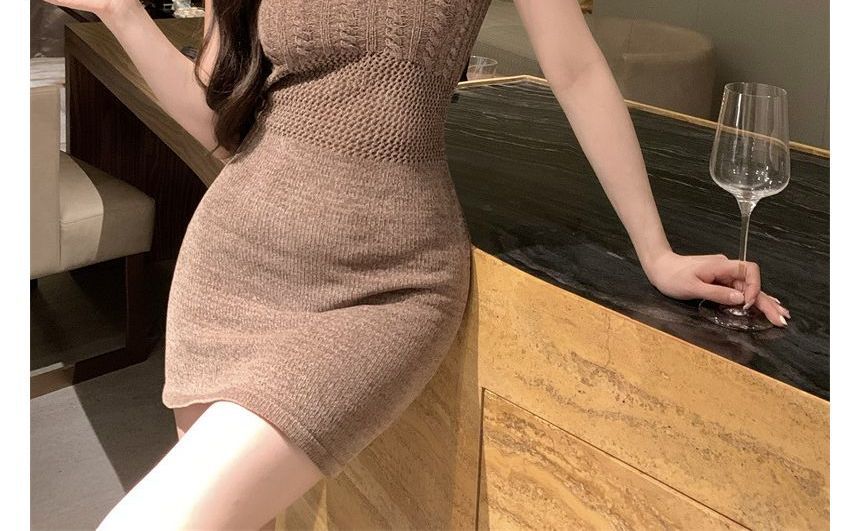 Strap Mini Knit Dress Slim-Fit Spaghetti