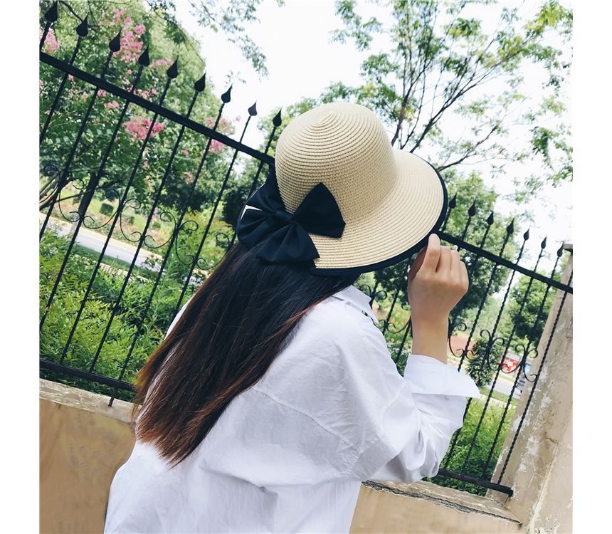 Hat Piped Sun Straw Bow