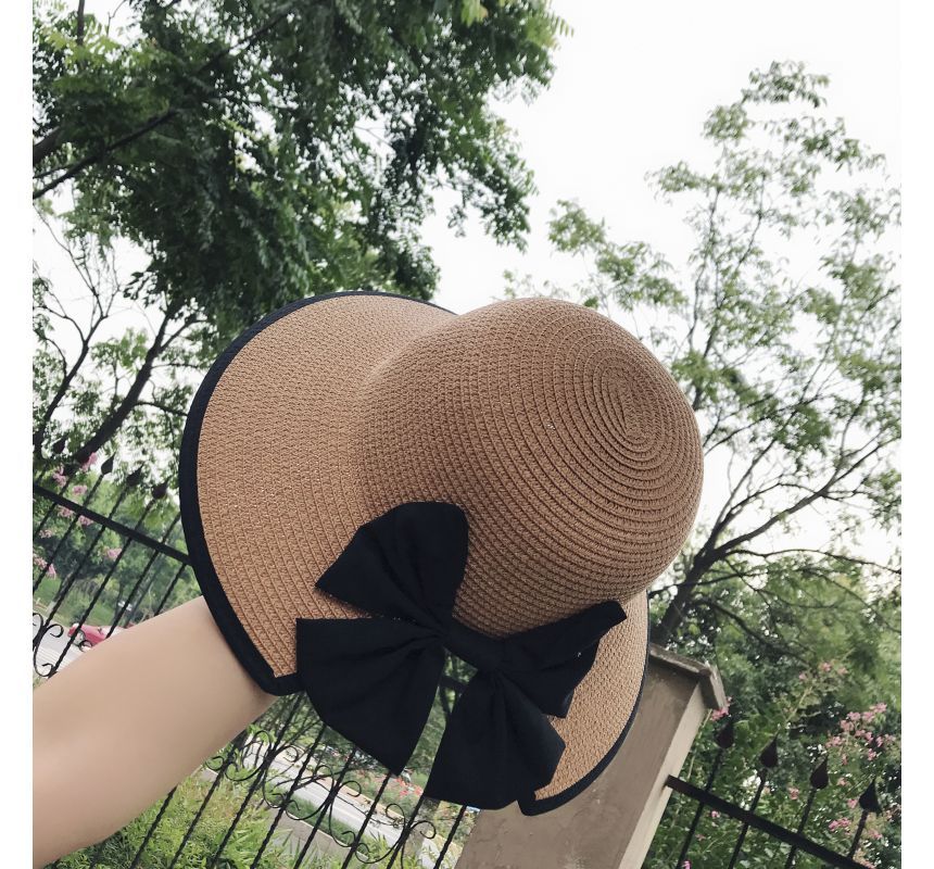 Hat Piped Sun Straw Bow