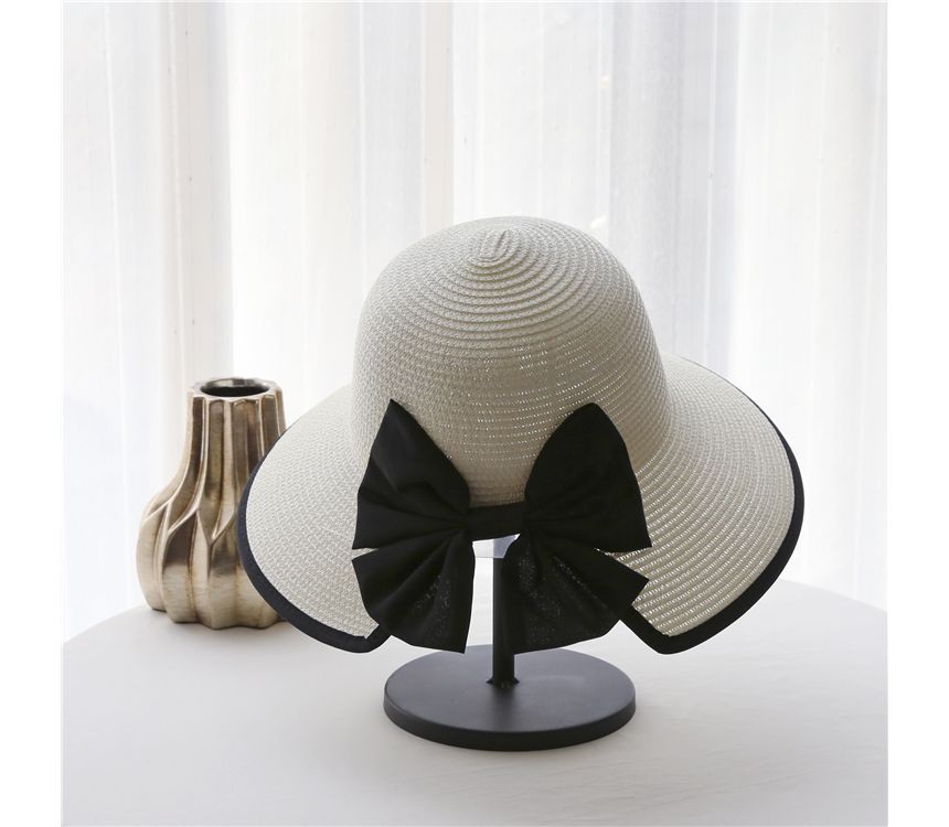 Hat Piped Sun Straw Bow